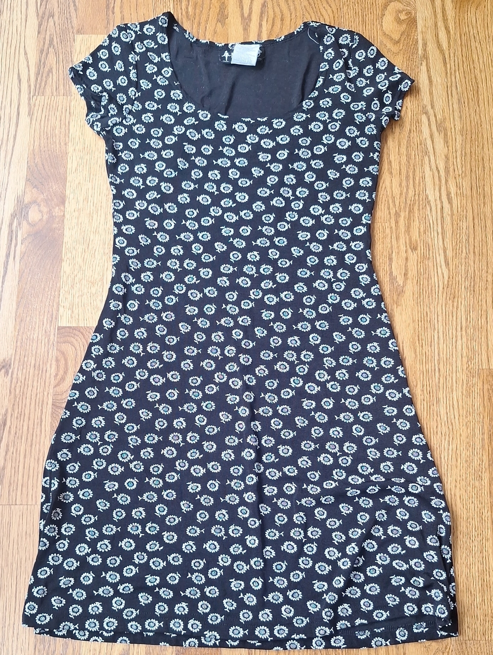 Vintage All That Jazz Black Floral Scoop-Neck Fit & Flare Midi Dress L